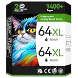 InKID プリンターインク 64 HP 64XL対応 ブラックインクカートリッジ。Envy Photo 7800 7858 7855 7100 7120 7155 7158 7164 6255 6252 Inspire 7955e Tangoシリーズプリンター(2パック)