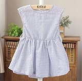 M.Z.L　子供服 ワンピース ミニドレス ブラウス 女の子 　キッズドレス　ベビードレス　ベビー服 (80cm, ブルー)