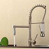 Rozinsanitary Brushed Nickel Brass Kitchen Sink Faucet Single Handle Mixer Tap by Rozinsanitary [並行輸