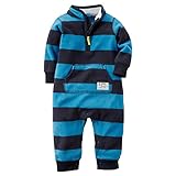 カーターズ Carter's ロンパース マイクロフリース カバーオール ラグビー ストライプ 長袖 男の子 ポリエステル100% 秋冬 Rugby Stripe Fleece Jumpsuit NB