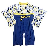 ベビー はかま ロンパース 男の子 カバーオール フォーマル 袴風 はかまオール くまブルー-HR74280 80cm