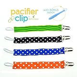 Pacifier Clip With Blue Spoon by Ashtonbee , Damage Free Leash Type For Easy Use, Washable Non-Toxic