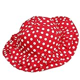 LeafIn キッズハット 子供向け つば広ハットドット 水玉 綿 日焼予防帽子 サファリハット チューリップハット 紐付き (L, ドット レッド)