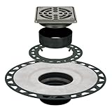 kerdi-drain – ABSフランジ – 住宅用アダプタキット – 4 "正方形Grate – ステンレススチール