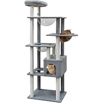 Amazon | RAKU 猫タワー キャットタワー 据え置き型 宇宙船3つ付き 丸