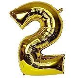 40 Number 2 Helium Foil Digital balloons ,birthday holidays weddin party supply Golden by Changzhong