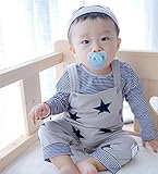 (チェリーレッド) CherryRed ベビー＆キッズ用 ファション カバーオール ロンパース 着ぐるみ キッズコスチューム 子供 男の子 女の子 出産 祝い パジャマ 防寒着 ボーダー 三点セット 