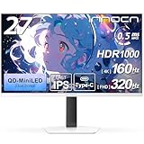 INNOCN QD-MiniLED 4k モニター 27インチ ゲーミングモニター 4K＠160Hz/フルHD＠320Hz切り替え デュアルモニター ホワイト 0.5ms MPCS 非光沢 広色域 無輝点保証対応 (量子ドット/HDR1000/HDMI 2.1×2/DP 1.4×2/USBハブ/Ty