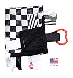 Sensory Baby Tag Blanket, Racing Checkered Flag Lovey for Any Nascar Fan, 14 X 18. For Entertainment