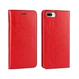 Golikef iPhone 8 Plus iPhone 7 Plus ケース カバー バンパー 手帳型 高級 本革 レザー 色鮮やか レトロ な book case 型 柔らかいシリコンTPUラバー