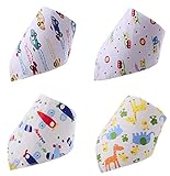 【SCGEHA】ベビー 赤ちゃん スタイ よだれかけ ビブ 男の子 女の子 兼用 ユニセックス かわいい イラスト 4枚セット （C）