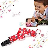 Nice Days（ナイス　ディズ）　ベビー用おしゃぶりホルダー　落とすのを防止　六色選べる (赤)