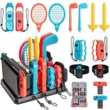 【16 in 1セット】Switch用 Sports(ニンテンドースイッチスポーツ)対応 コントローラー 大人と子供 グリップ アクセサリバンドル 体感ゲーム対応 対戦実装 没入感体験 体感スポーツ対応 グリップ用アクセサリ 子供プレゼント switch用スポーツセット 任天堂 対応 ハンドル Switch用ゲームグリップ (16イン1) (16in 1セット)対戦実装 没入感体験 Switch/Switch OLED対応