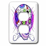 3dRose lsp_193527_6 Diamond Sugar Skull Purple 2 Plug Outlet Cover