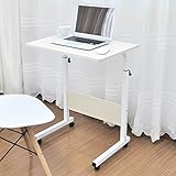 DlandHome 昇降式サイドテーブル 昇降式テーブル パソコンデスク サイドテーブル ミニテーブル ソファーサイド キャスター付き （ライトナチュラル 60 * 40CM）