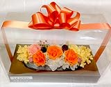 母の日　お祝い　お見舞いに！　横長プリザーブドフラワー　クリアケースつき！　芦屋セレブ御用達の店