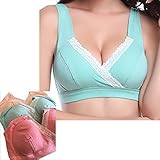 (POMAIKAI) 授乳 ブラ 3枚 セット マタニティー ブラジャー クロスオープン ノンワイヤー 出産準備 (無地 Ｍ)
