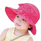 Vbigerキッズ紫外線対策サンハット折りたたみ式バイザー帽子子供バケットハットWide Brim Cap for Kids Boys Girls カラー: レッド