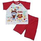 【本体綿100％】2018年 夏物 アンパンマン 天竺 ２ショット 半袖パジャマ Anpanman レッド◇90cm