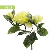 a-szcxtop 5点3ヘッドGardeniaシルク人工花のブーケGardeniaアートプラントブライダルブーケホーム装飾。 グリーン 13421
