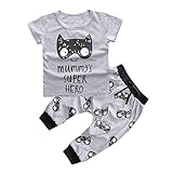 xilalu 1set新生児赤ちゃん男の子" Mummy 's Super Hero "プリントTシャツトップス+パンツ服 カラー: グレー