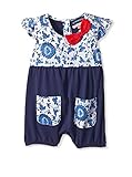 Andy & Evan新しいベビー女の子ボディスーツ、ジャンプスーツ、花柄ヨーク/ネイビーニットロンパースシャツタイプロンパースfor Kids カラー: ブルー