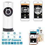 sunbona 180-degree Panoramic ViewホームセキュリティWiFiカメラ監視システムfor iOS & Android App適用for Baby / Elder /ペット/