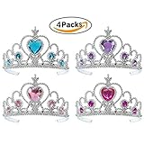 naovio子供用カラフルプリンセスパーティティアラハートストーン – Crownsのセット4