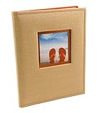 BorderTrends Beach 80-Pocket Rattan Cover Photo Album, Orange by BorderTrends