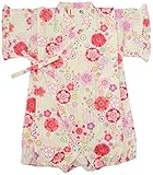 村信 飴と桜柄 甚平風ロンパス 女児 オフ 80cm 71743 日本製