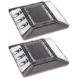 (2 Pack) White Commerical Aluminum Solar Road Stud Path Dock LED Light with Anchor [並行輸入品]