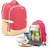 【Ani Mam Kids】 おしゃれマザーバッグ 防水素材 大容量 多機能 超軽量 リュック (ピンク水玉)