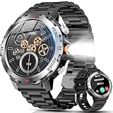 スマートウォッチ【2025改良最新型】軍用規格 懐中電灯 Bluetooth5.3通話 LINE/メッセージ通知 防塵防水 100＋運動モード GPS運動記録 スポーツウォッチ 長持ちバッテリー DIY文字盤 腕時計 歩数計 音楽制御 アラーム ストップウォッチ 音声アシスタント 天気予報 iPhone/アンドロイド対応 1.46インチ大画面 smart watch（グリーン）