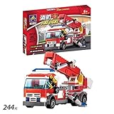 Kazi FireシリーズBuilding BlocksセットAerial Ladder Fire Truck with Mini Figure 244ピース