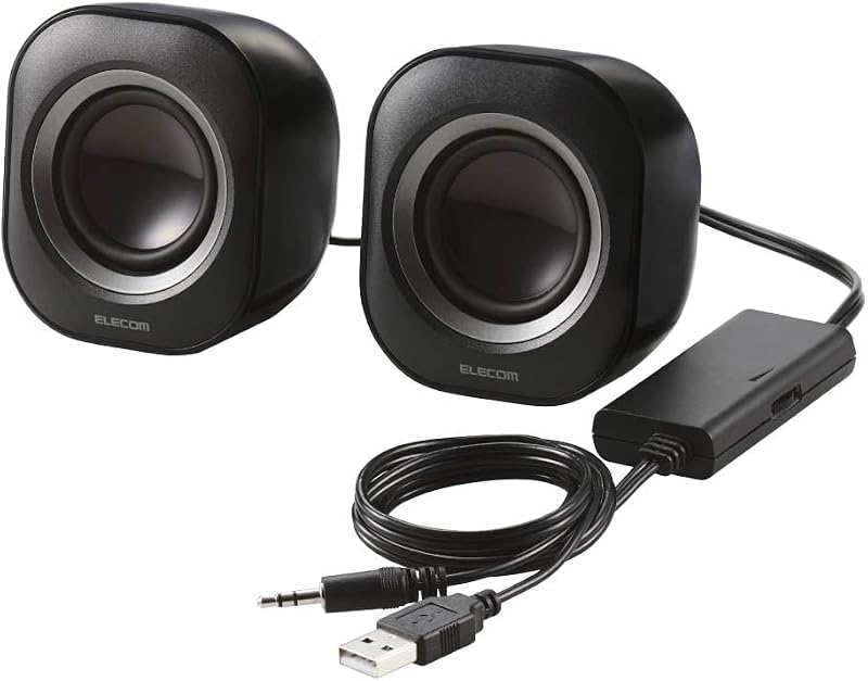 エレコム スピーカー USB給電 4W コンパクト φ3.5ミニプラグ接続 ブラック MS-P08U2BK