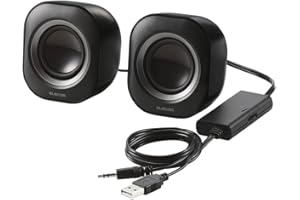 エレコム スピーカー USB給電 4W コンパクト φ3.5ミニプラグ接続 ブラ…