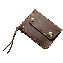 牛革ミドルウォレット　フラップ　ブラック×アンティークブラウン 本ヌメ革 牛革 ミドル財布 小銭入れつき 】 ラウンド ミドル