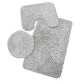 Fashionwu 3pcsノンスリップバスルームセットO型トイレカバーU字マット長方形カーペット家庭用装飾 50*80cm グレー PHO_03JSDWII