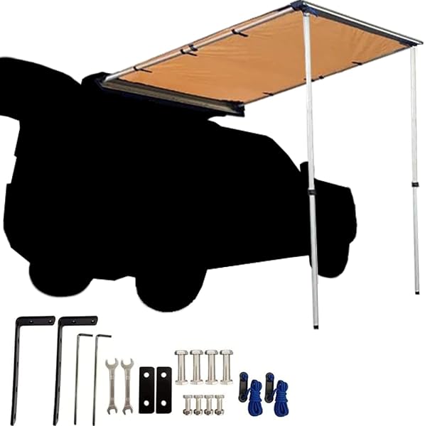 D&R 4WD Car Side Awning, Windproof, Rainproof, Tarp for 1 to 5 People, Multifunctional, Waterproof, Car Tarp, Freely Combined, Solo, Wide Sunshade, Curtain, Camping Supplies, Outdoors, Easy Assembly, Portable, 5.9 x 6.8 x 9.8 ft (1.5 x 2.5 m) - 1