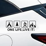 2PCS 30x10.5cm One Life Live It キャンプ アウトドア愛好家 車ステッカー ワイルドサバイバル車両用 車の窓やテールエンド、RV、トラックに最適 |#AZ200 (黒)