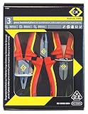C. K Tools T3805 Redline VDE Insulated Linesman, CombiCutter, Snipe Nose Pliers Set, 3-Piece [並行輸入品]