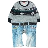 《H28年秋冬物》SHORH KID'S(ショーキッズ) ニット裏起毛切替ロンパス 70cm /杢グレー NO.SD-70964