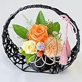 花由 プリザーブドフラワー＜和モダン＞花あかり 萌黄 オレンジ・グリーン系 フラワーギフト プリザードフラワー 和風 米寿 還暦 祝い プレゼント 女性