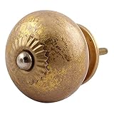 IndianShelfのセット2ハンドメイドセラミックGoldenキャビネット引き出しドアハンドル引き出しノブ 8 Knobs 1.5" SCRK-87-3-8