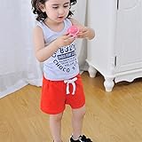 Karchi ベビー服 子ども服 子供の夏季パンツ 春夏 無地 ショートパンツ 可愛い 綿ショートパンツ 女の子 男の子兼用 出産祝い プレゼント (120, レッド)