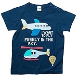 【初夏盛夏対応】 CHEEK ROOM(チイクルーム) 製品洗い加工済み42/2天竺飛行機半袖Tシャツ 80cm/NV NO.B-480137