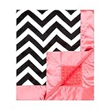 My Blankee Chevron Minky Black/White w/ Minky Dot Watermelon Baby Blanket, 30 x 35 by My Blankee