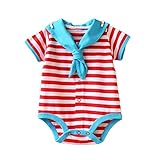 【SEBLES】ベビー服 ベビー 赤ちゃん 男の子 女の子 ユニセックス ロンパース マリン リボン 水兵さん 夏 コットン 綿 半袖 カラフル(タイプB,59cm)