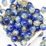 Harovo ガラスビーズ 10mm 100g入 ビーズ 手芸 パーツ アクセサリー ブレスレット ハンドメイド シュゲイ セット 約75ヶ（ブルー×ゴールド）