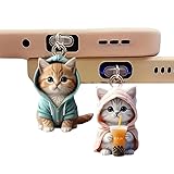 スマホ キャップ コネクタカバー 猫 2匹 セット 端子 ダスト プラグ 保護 防塵 防水 充電口 充電穴 カバー Type-C/Lightning (Type-C)